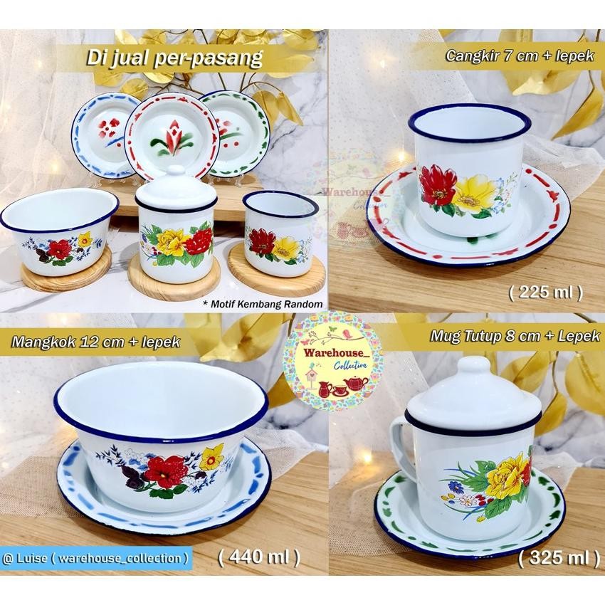 Terlaris Cangkir Seng+Lepek/ Mug Seng+Lepek/ Mangkok Seng+Lepek Jadul Enamel/ Hrg-Set Sesuai Variasi