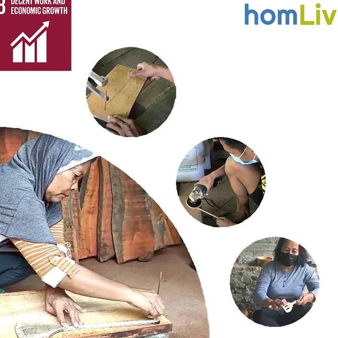 

homLiv Cobek Ulekan Kayu Jati Kazuto Mortar And Pestle Food Grade Kitchenware TF