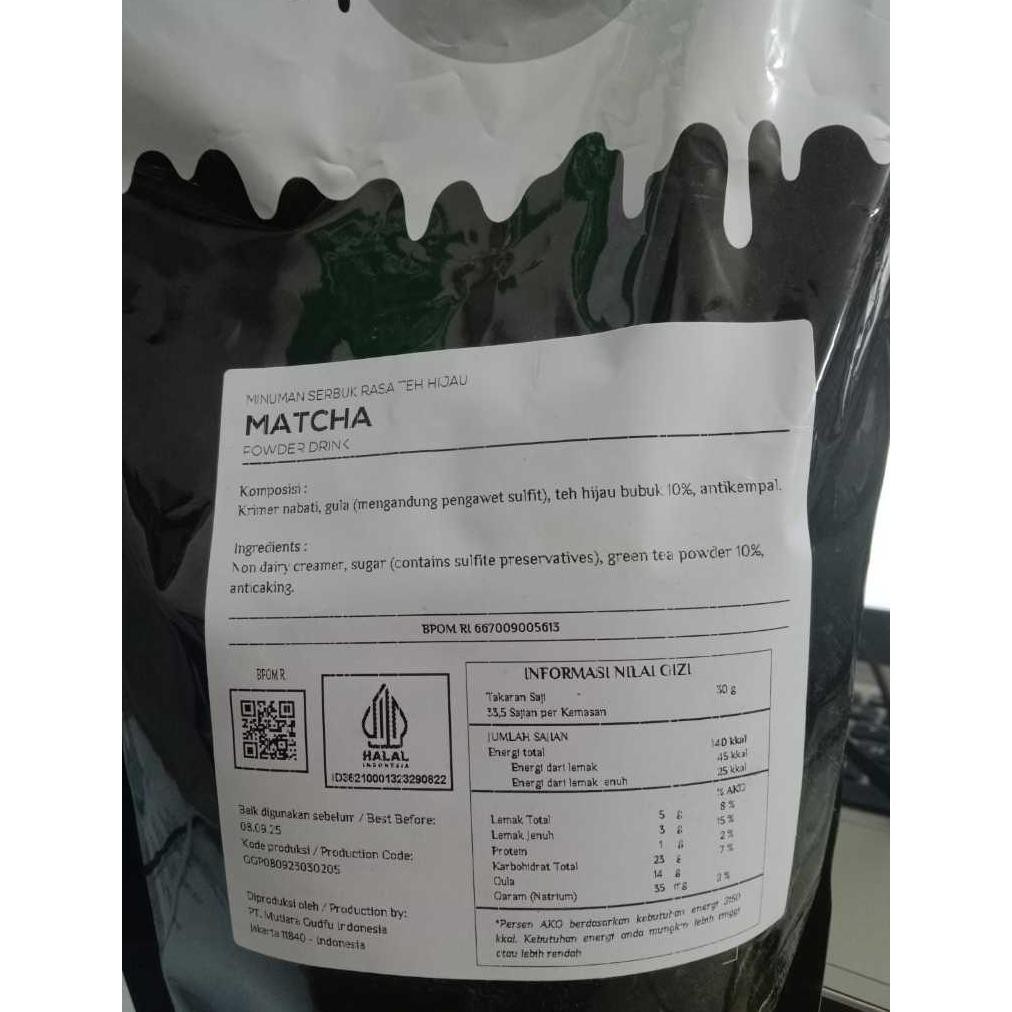 

SALE! QUDYEW MATCHA POWDER DRINK 1KG - BUBUK MINUMAN TEH HIJAU PREMIUM