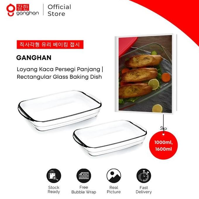 

Ganghan Loyang Kaca Wadah Saji Persegi Panjang | Rectangular Glass Baking Dish Serveware