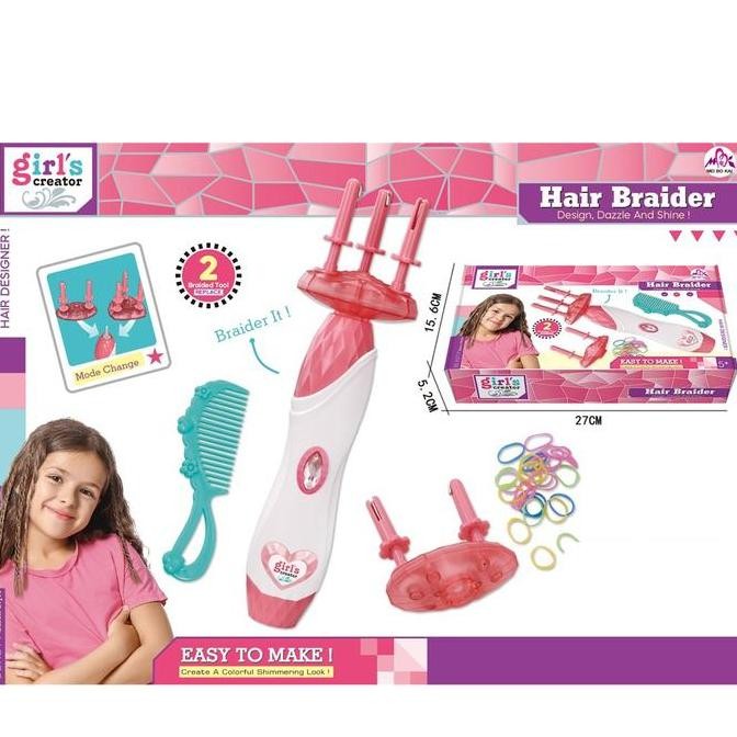 Mainan Aat Kepang Rambut Elektrik DIY Hair Braider Karet Ikat Rambut