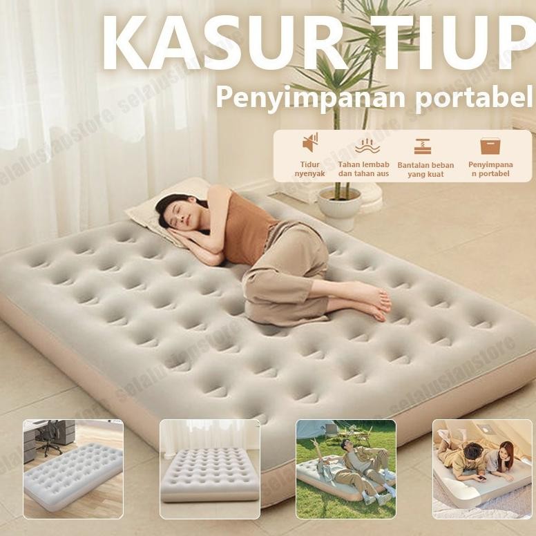 kasur angin pompa otomatis outdoor Kasur pompa lipat kasur tiup Queen kasur angin camping perjalanan
