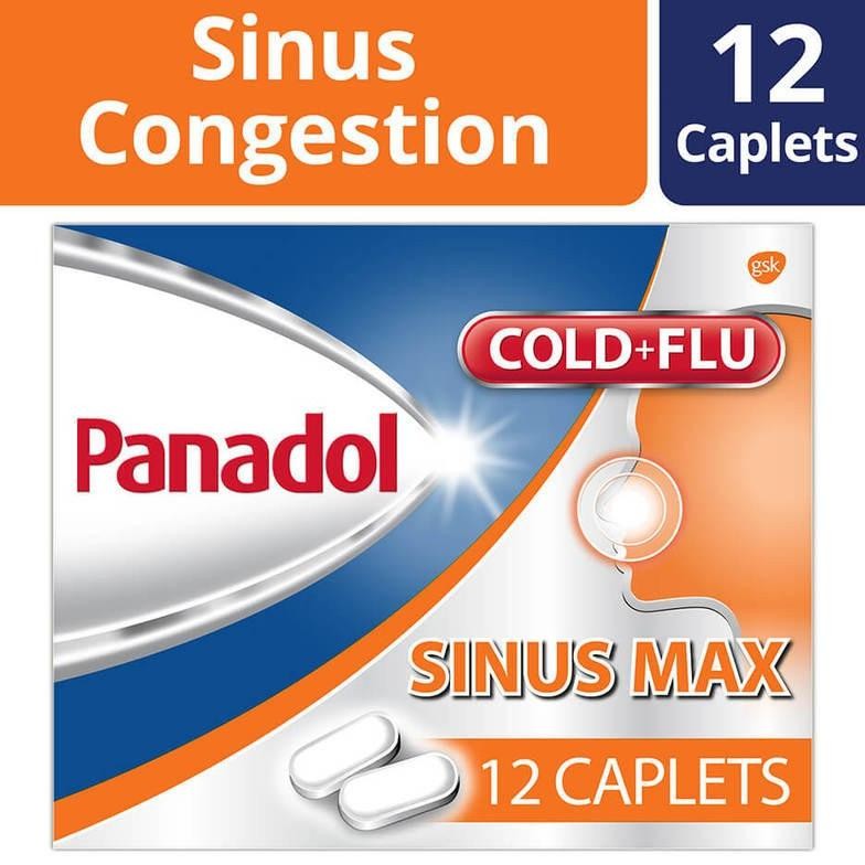 Siap Kirim Panadol SinusMAX Singapore 12 Caplets - Obat Pereda Sakit Kepala dan Sinus