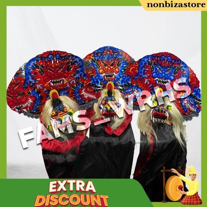 Fams Wrhs Barongan Ukir Coret Barongan Caplokan Kayu Mainan Tradisional Anak Motif Naga Standar Vip 