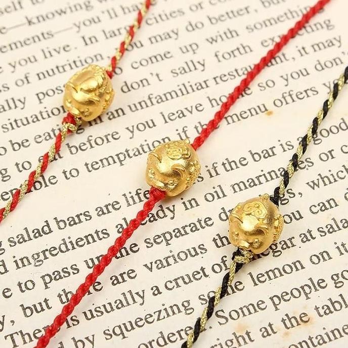 Gelang Shio Tali Cina Emas Hongkong 24 Karat 999 Original Kado