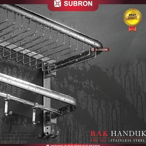 Subron Sus 304 Rak Dinding Kamar Mandi 4 Kait Tempat Penyimpanan Handuk Baju Multifungsi Stainless S