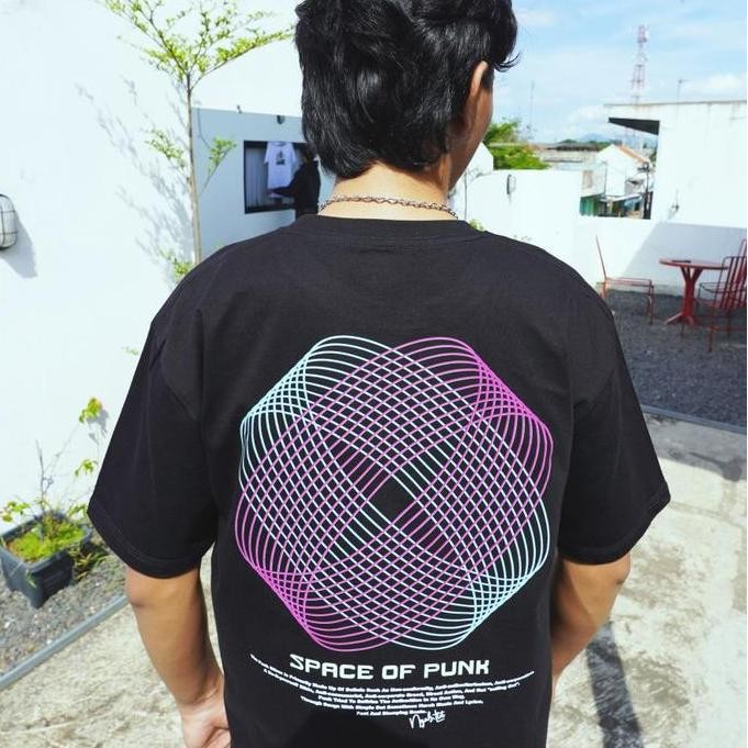 (Expert) (Gratis Stiker) Ngab Kaos Baju Dewasa Sablon Glow In The Dark Space of Punk Hitam NB134 Uni