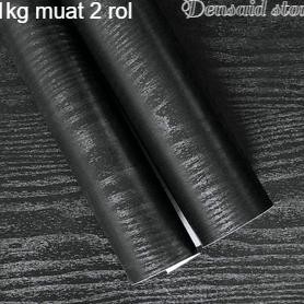 (Terbaru) Wallpaper Dinding Kayu Serat Hitam Polos 8 s/d 10meter X 45cm (Terlaris)