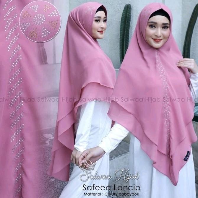 KHIMAR SAFEEA SWAROSKY PAYET DASI MUTIARA 2LAYER