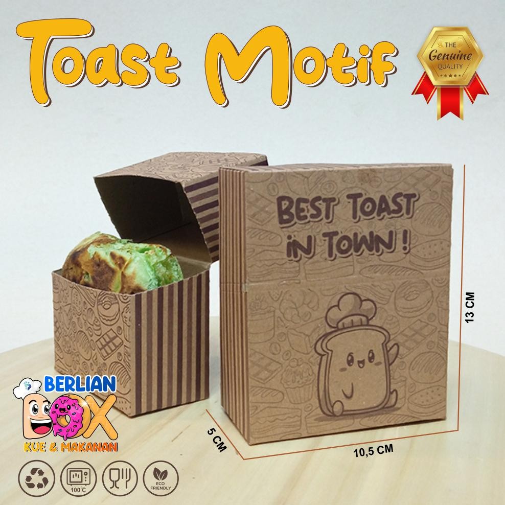 Toast Box Motif Toast / Box Bread Take Away / Dus Roti Toast / Toast Holder Kraft Nugi