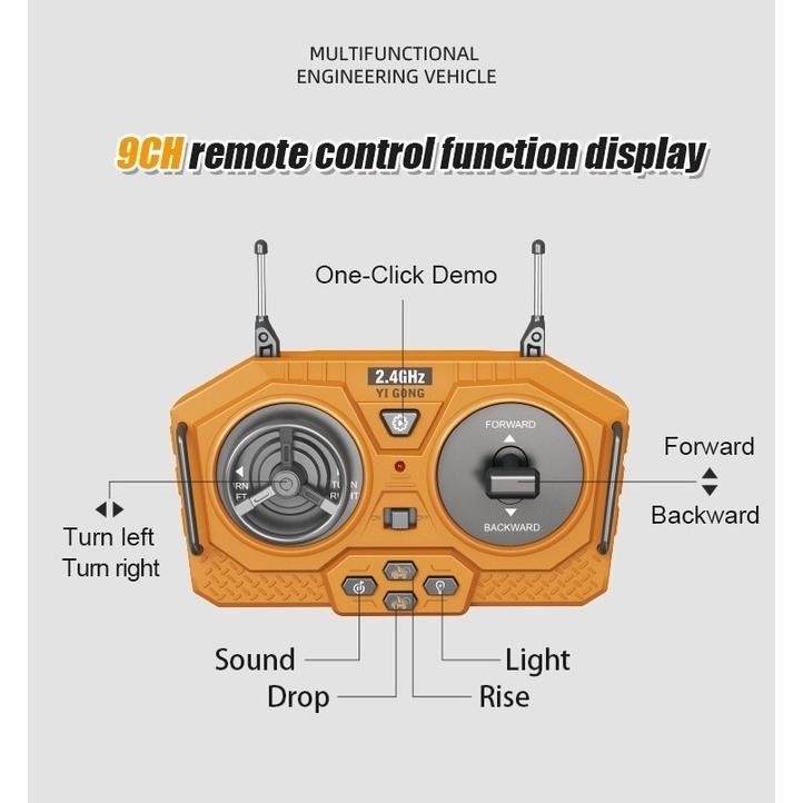 Am67 Mainan Dump Truck Remote Control Mainan Dump Truck Fuso Rc Dump Truck Bahan Alloy 9 Channel 2,4