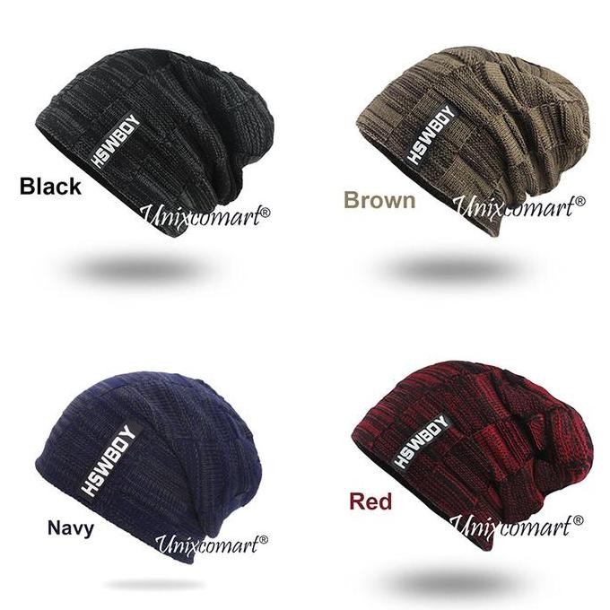 Baru Topi Kupluk Hswboy Rajut Tebal | Beanie Hat Bulu Unisex Hangat