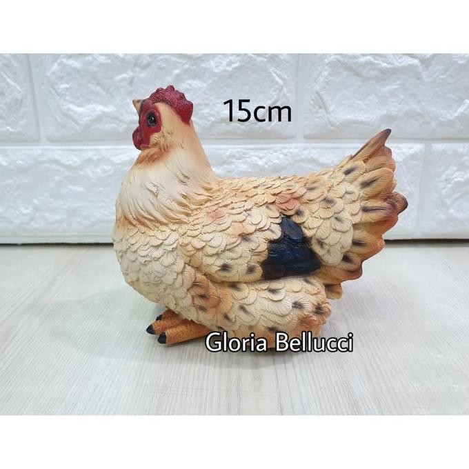 Patung Pajangan Ayam Betina Miniatur Chicken Serama