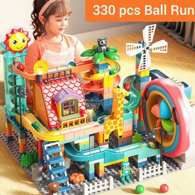 Feelo Electric Ball Run Building Blocks Mainan Balik Susun Anak Feelo Slide