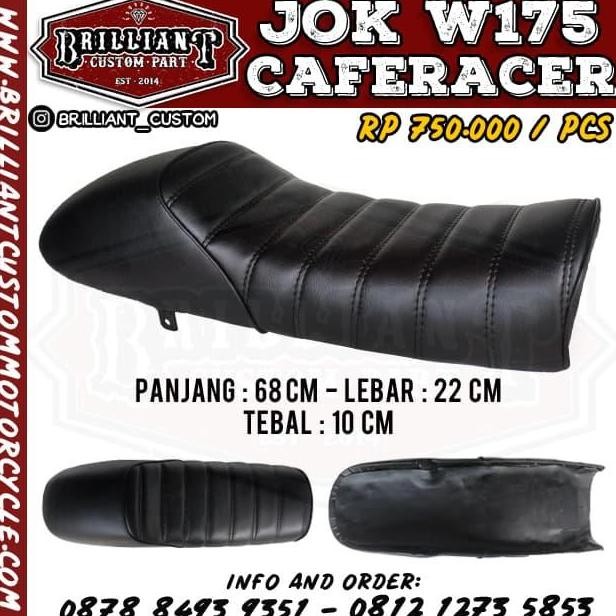 Jok Custom Caferacer Hitam untuk Kawasaki W175 - Kulit sintetis.