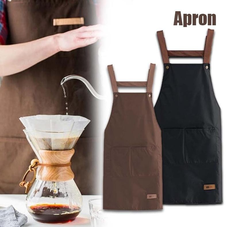 Celemek Polos Celemek Waterproof Barista Seragam Kerja Celemek Kain Gaya Sederhana Nugi