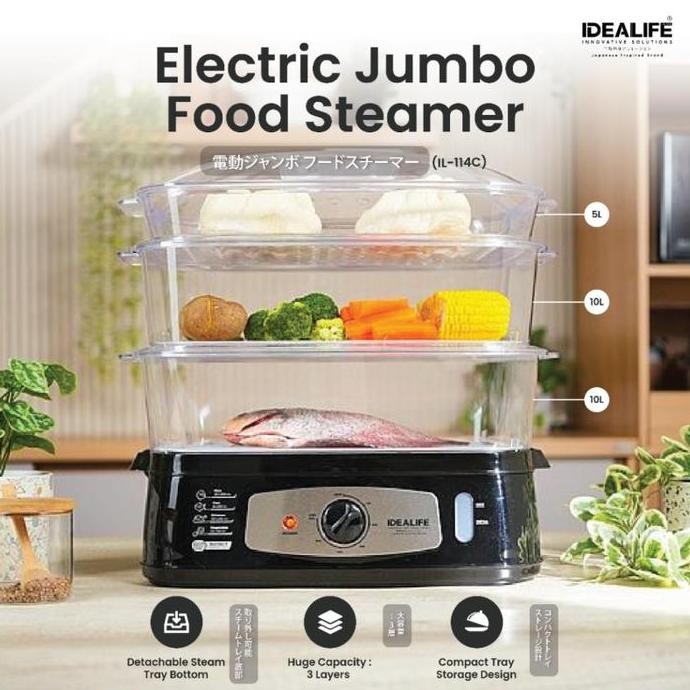 Alat Pengukus Makanan Kukusan Listrik Food Steamer IDEALIFE