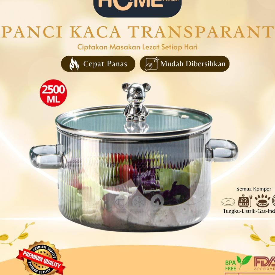 Panci Kaca Transparant Borosilicate Pot Panci Masak Stewing Soup Pot Borosilicate Glass Vs339
