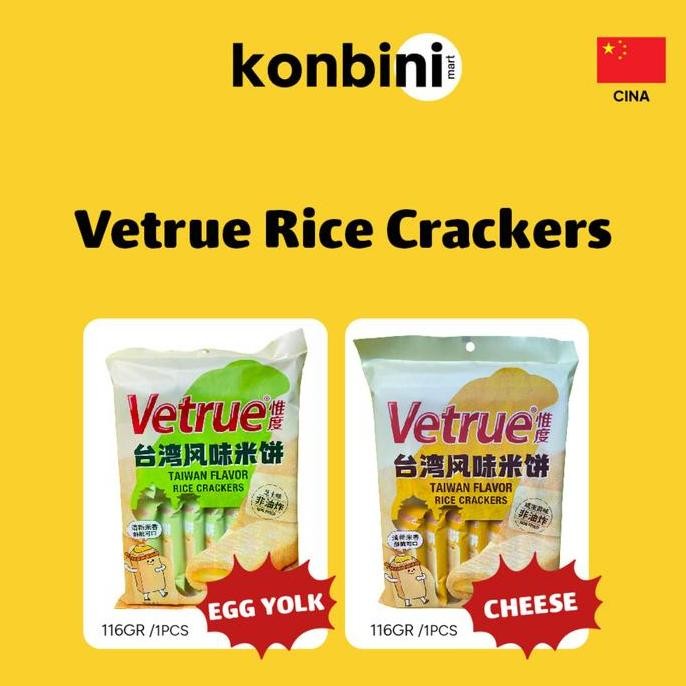 

JB KONBINI CHINA - Vetrue Rice Crackers 116gr Chesee, Egg Yolk None