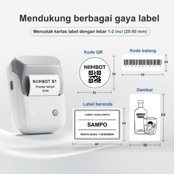 

Niimbot B1 Printer Label, Pembuat Label Portabel Bluetooth Lebar 20-50Mm Original Dan Terpercaya
