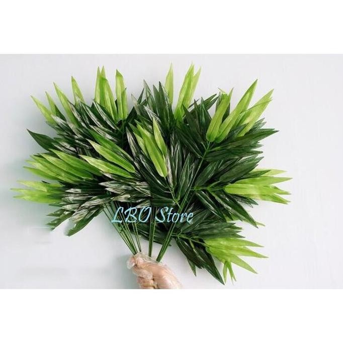 terbaru daun bambu plastik artificial tangkai daun sintetis hiasan dekorasi rumah