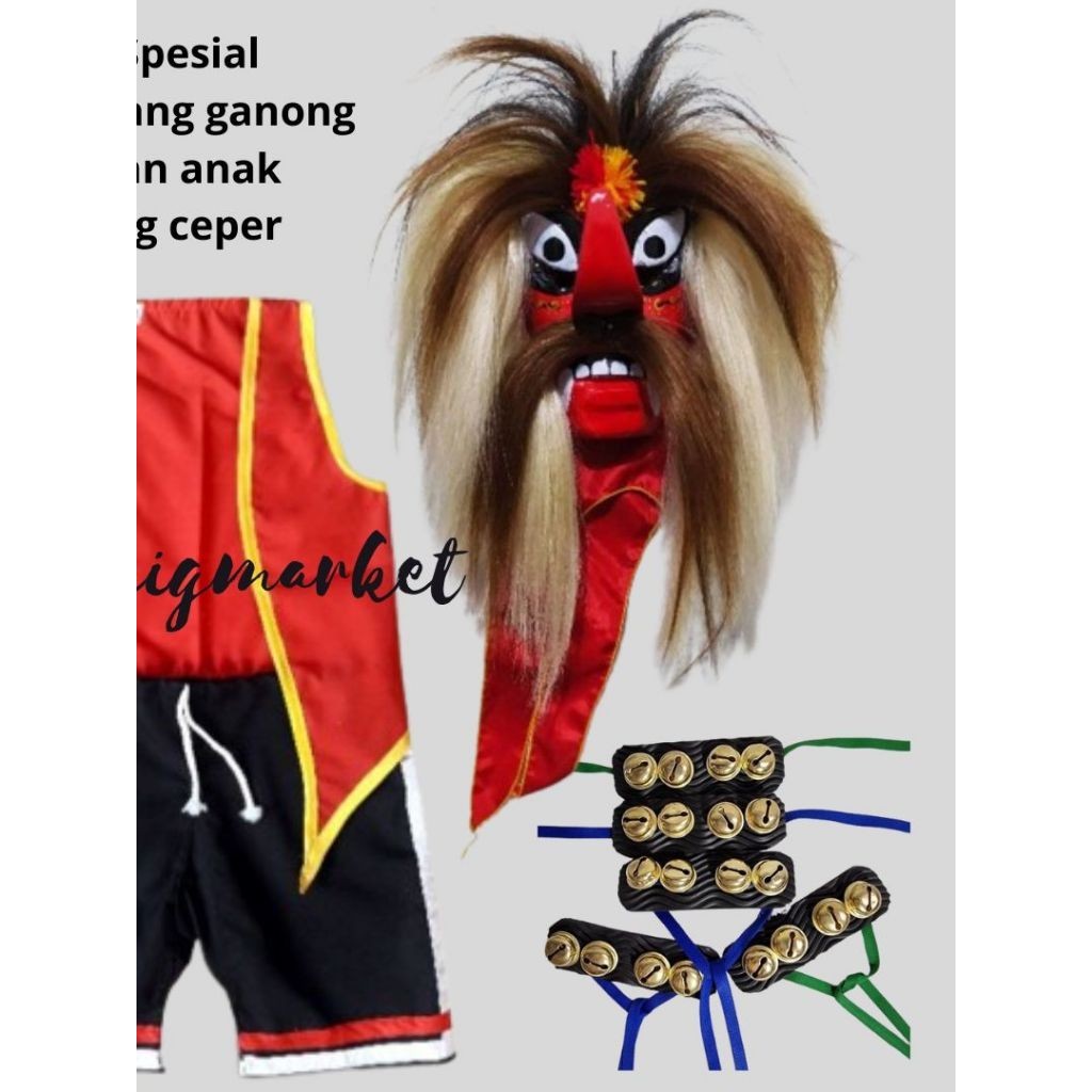 

Paket Spesial setelan ganongan + ganongan anak dan klinting ceper/ ganongan anak/ aksesoris barongan.