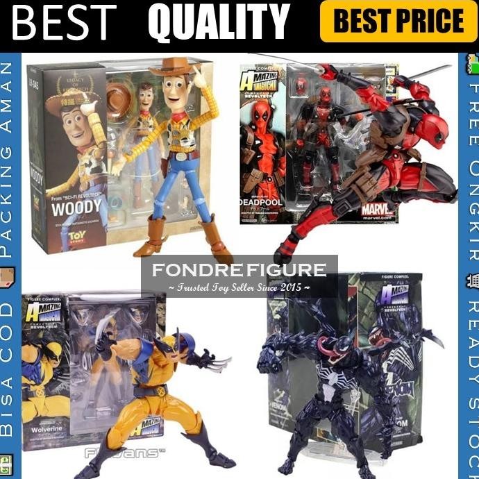 Terlaris Revoltech Deadpool Venom Wolverine Woody 001 003 010 005 Amazing Yamaguchi Kaiyodo  Figure 