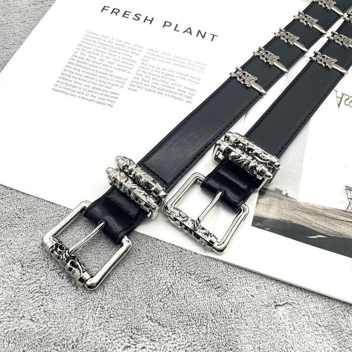 Tgs Sabuk Kulit Gothic Couple Chrome Hearts Style Desain Rivet  Lubang Unik Cocok Jeans