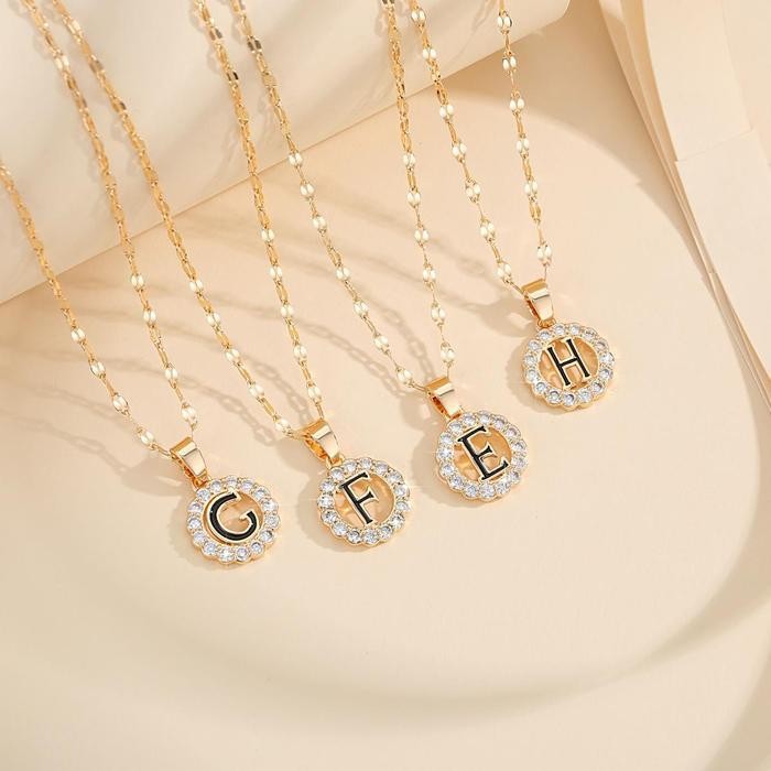 Tgs Y290 Kalung Inisial Huruf A To Z Titanium Fashion Korea Untuk Wanita Kalung Liontin Kalung Panja