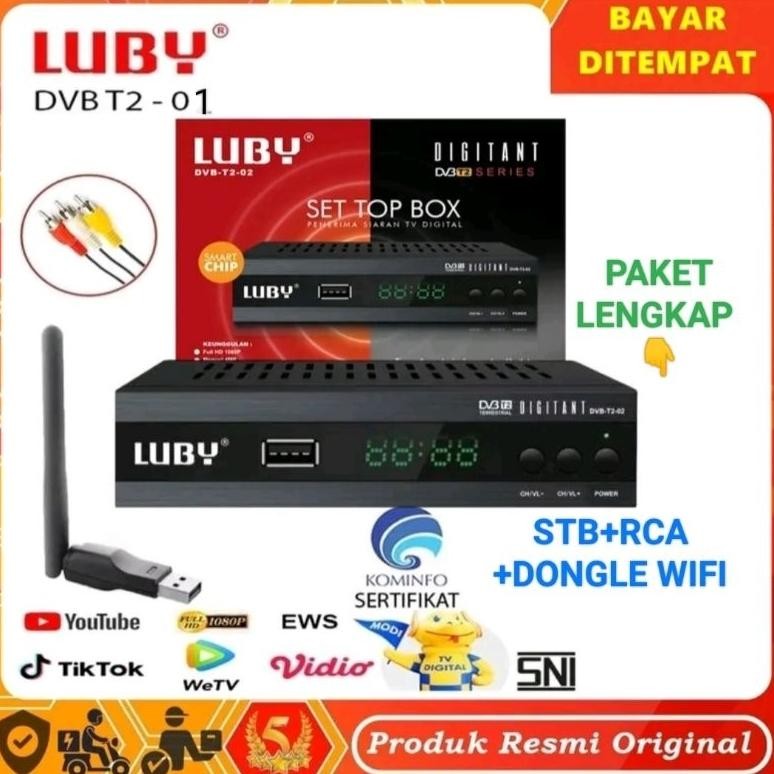 Luby Set Top Box TV Digital DVB-T02-01 STB+RCA +Dongle WiFi