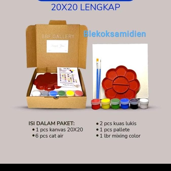 

Paket Lengkap Kanvas Melukis 20X20Cm 20X30Cm Cat Warna 2 Kuas Palet