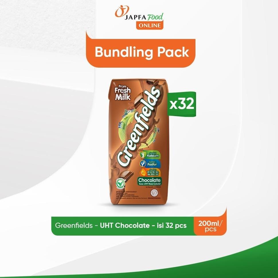 

NO_MORE Greenfields Susu UHT Chocolate 200ml - Isi 32 pcs - 100% Fresh Milk dari Greenfields Farm