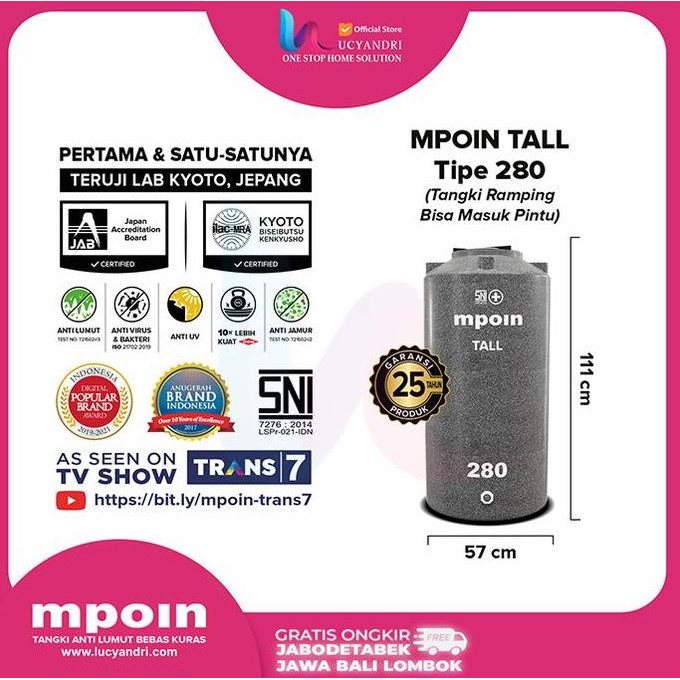Tangki Air Mpoin 300 Liter Toren 300 Tall Tandon Tanki Mpoin Plus