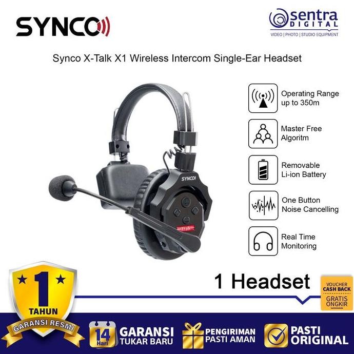 Synco X-Talk X1 Wireless Full Duplex Intercom Single-Ear Headset