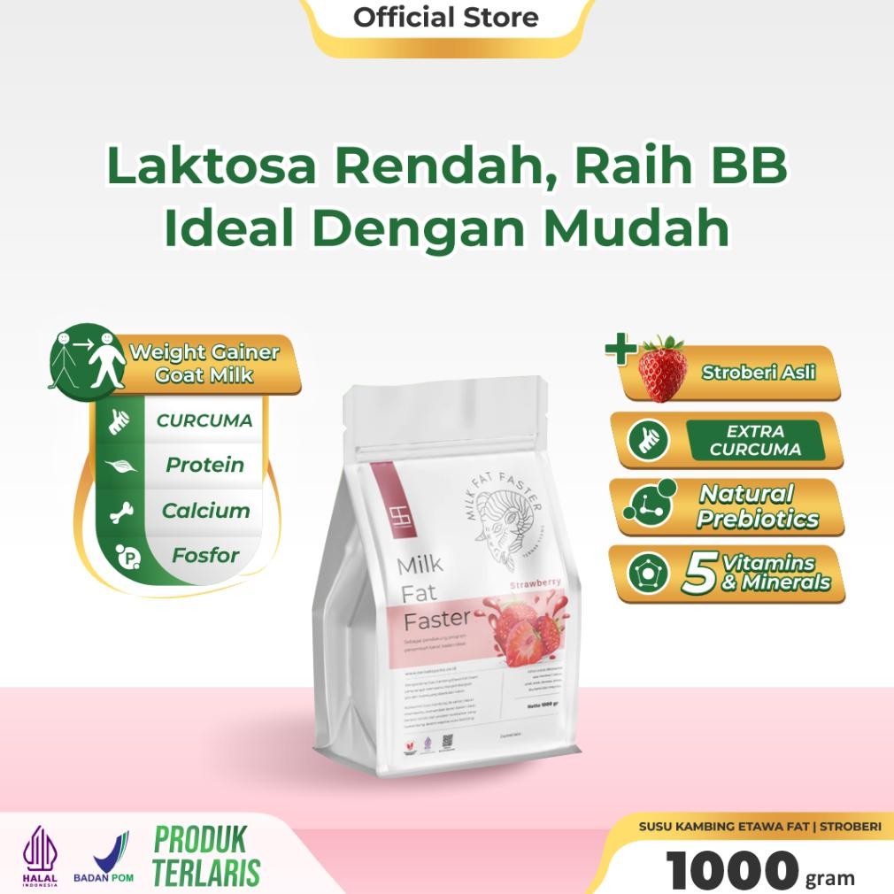 

NO_MORE Ternak Syams Milk Fat Faster Rasa Strawberry 1KG Susu Penambah Berat Badan ideal kenaikan tinggi nutrisi gizi protein kalori rendah gula kolestrol suplement weight gain booster rendah laktosa gym fitnes masa otot alami natural whey curcuma susah