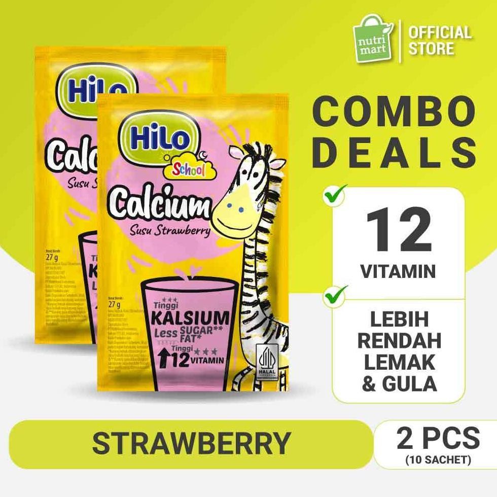 

NO_MORE Twin Pack - HiLo School Susu Strawberry 10 Sachet - Tinggi Kalsium Lebih Rendah Gula