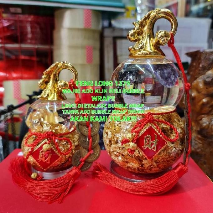 Hiasan Pajangan Kristal HOLO LABU EMAS KOIN KUNO