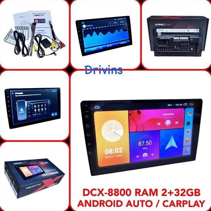 * Head Unit Double Din Android Dcx-8800 9 Inch / 10 Inch Ram 2+32Gb Android Auto / Carplay Universal