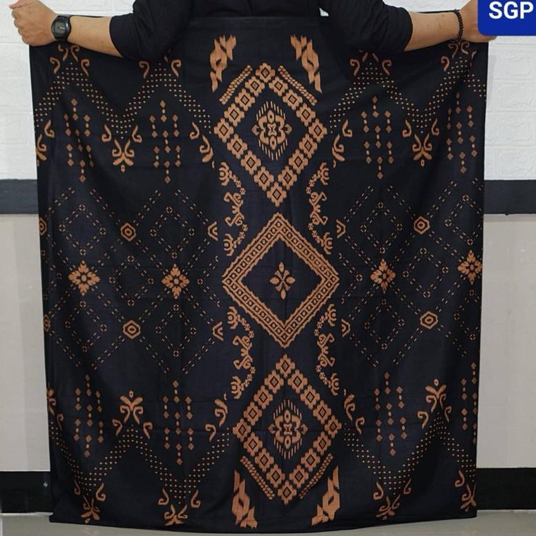 Sarung BHS Motif Balimoon Sutra Hitam Elegan