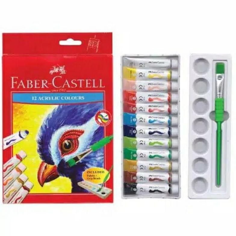 

Faber Castell Acrylic Colour Tube Set 12 / Cat Akrilik 12 Warna Free Kuas Dan Pallet Nugi