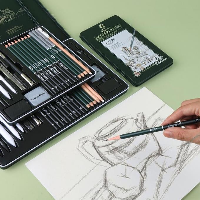 

Drawing Pencil Gambar Set 19/27PCS Drawing Sketch Pencil Set Tin Box Pensil Gambar