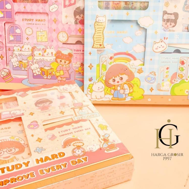 

Jurnal 4 in 1 Kode S001 Study Hard (Washi Tape |Sticker|Sticky Notes|Notebook A5) Termurah Bisa Cod Nugi
