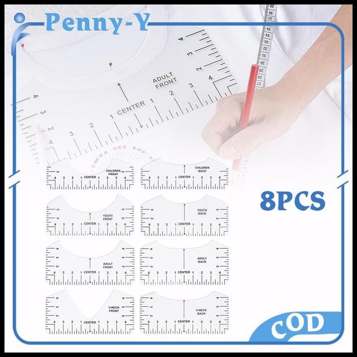 

8pcs Transparent T-Shirt Ruler V Neck Alignment Tool For Center Design