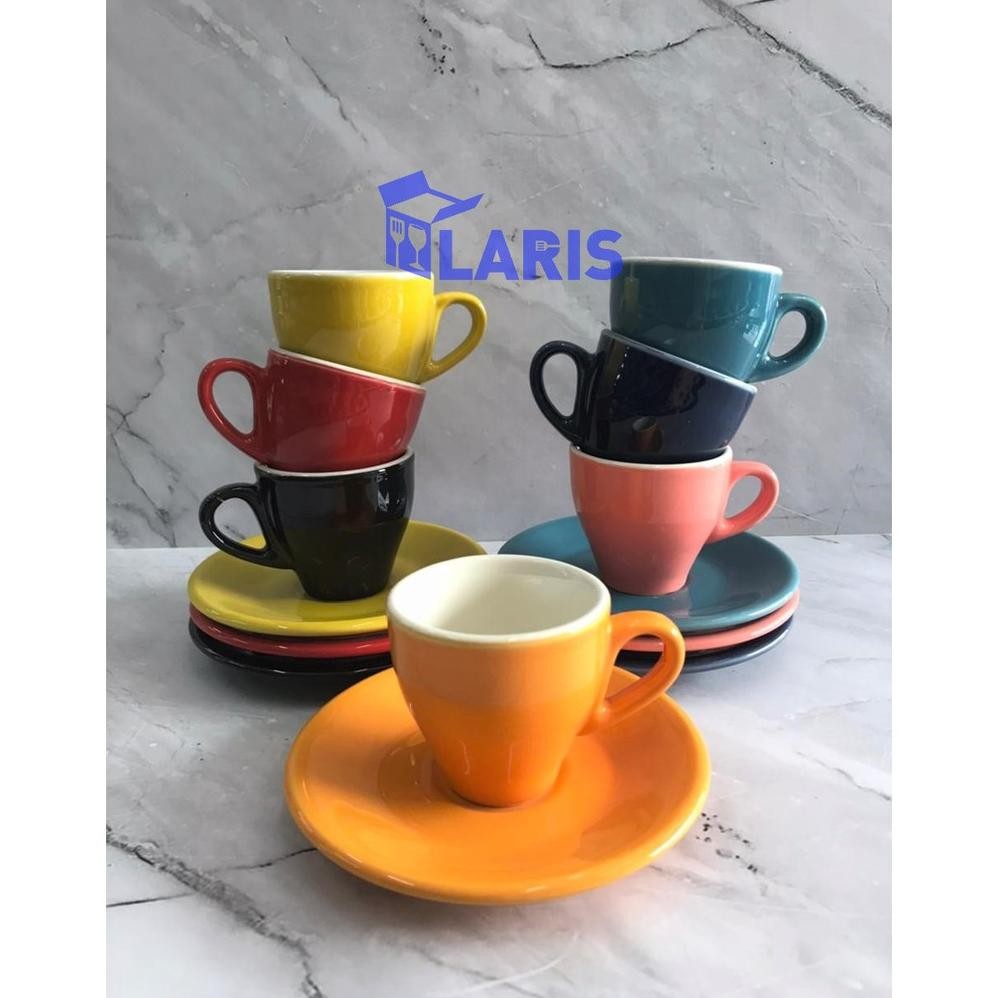 Cangkir Mini Kopi Espresso Keramik Warna 90ml / Cangkir Cafe Restoran Unik Nugi