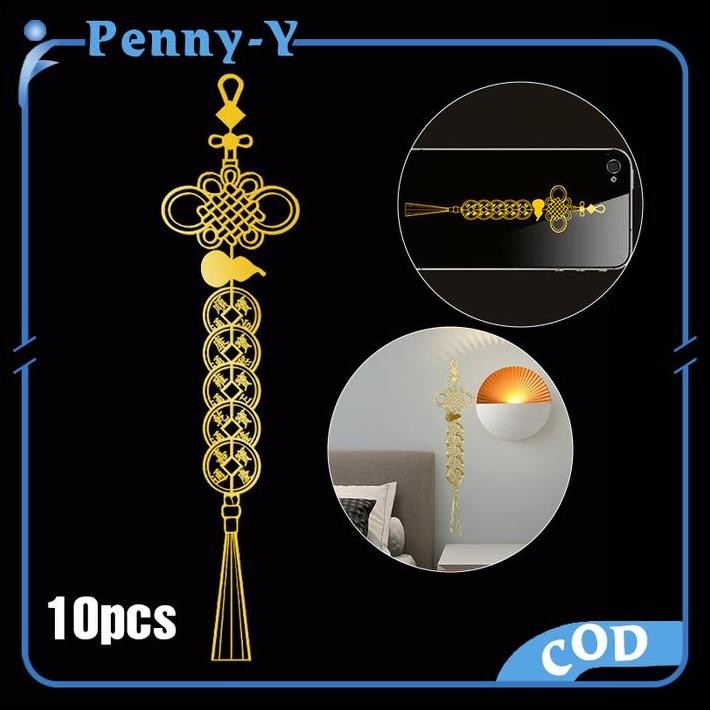 

10pcs Stiker Emas Stiker China Tradisional Fengshui Feng Shui Stiker Timbul Logam Hp Stiker Emblem