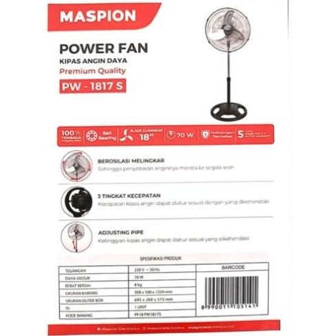 Maspion Pw 1817 S Power Stand Fan 18 In Berosilasi Melingkar / Kipas