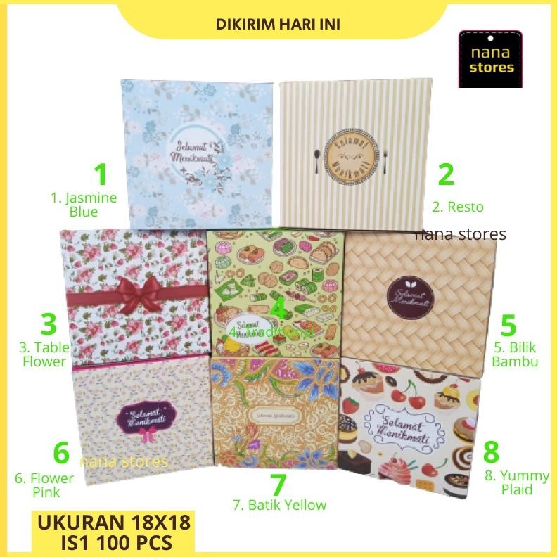 100 Pcs Dus Nasi, Kotak Nasi, Box Nasi, Dus Makanan, Dus Catering, Dus Modern Ukuran 18x18 Nugi