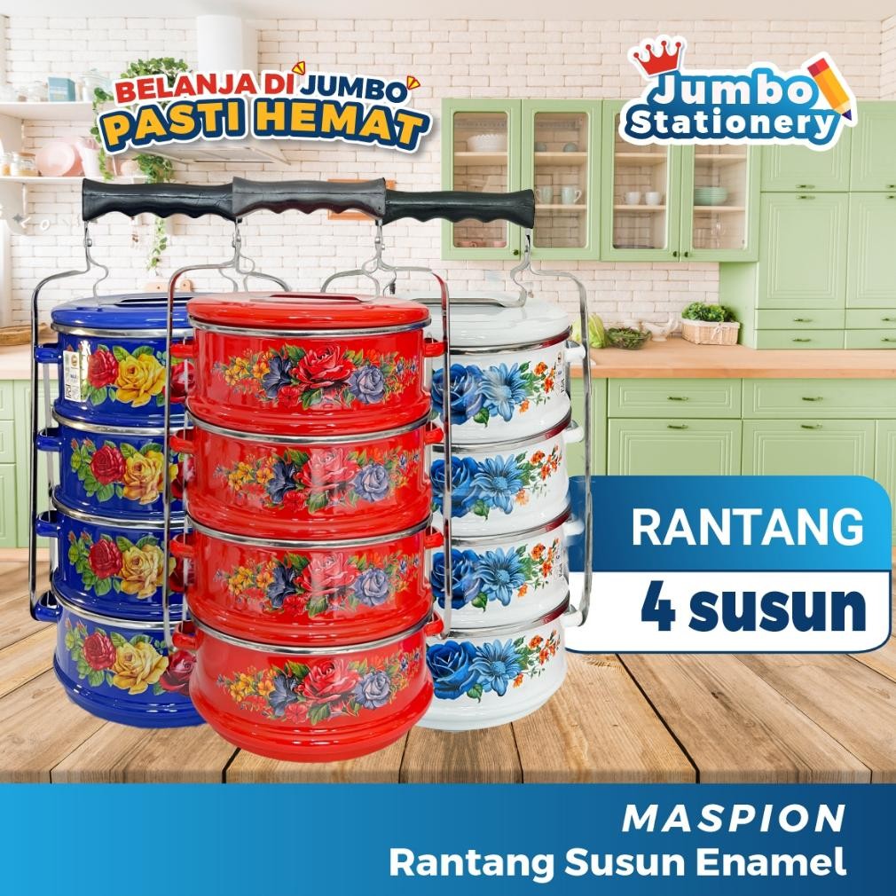 Maspion Rantang 4 Susun Stainless Enamel Jadul Klasik Kedaung Rantang Susun Jumbo Nugi