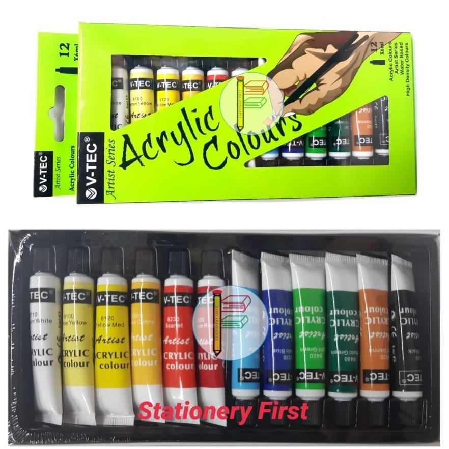 

V-TEC Acrylic Colour / Cat Akrilik VTEC 6ml 12 warna per Set Nugi