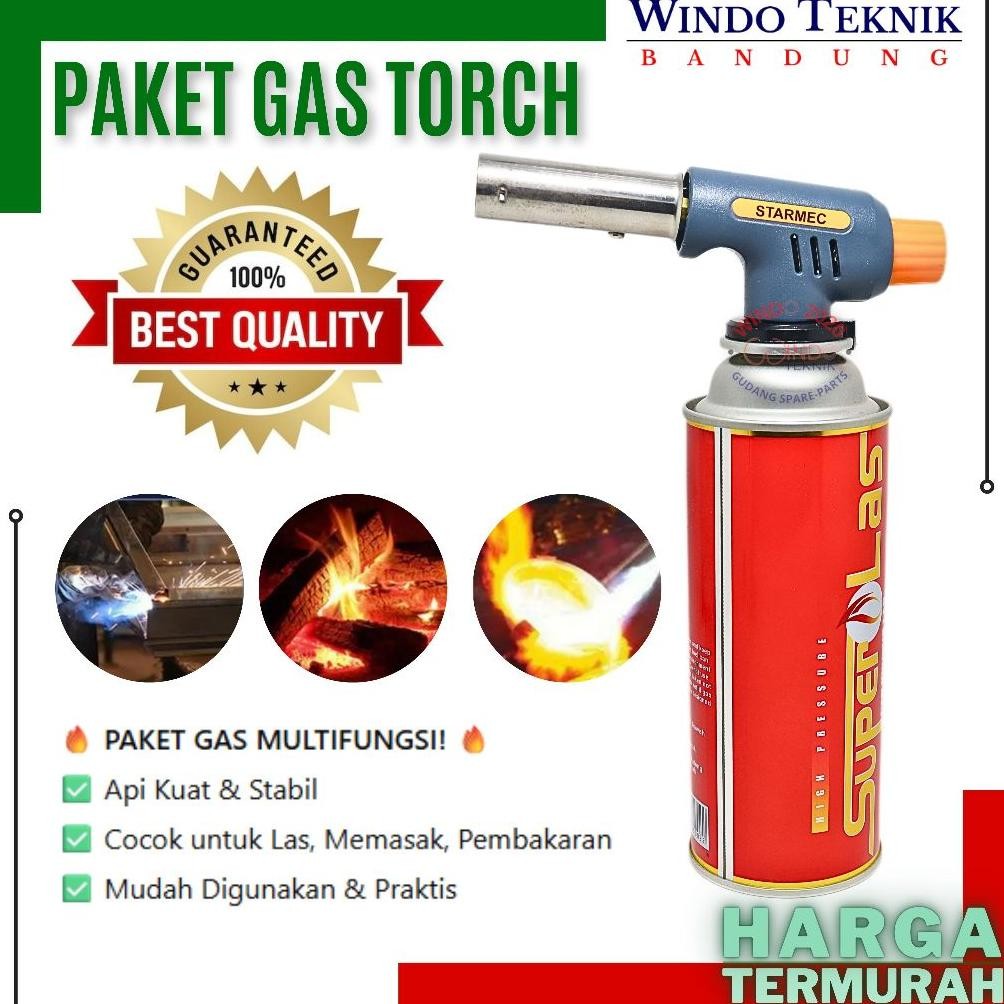PAKET GAS TORCH | PORTEBLE GAS TORCH | BLANDER LAS SET + GAS | KEPALA LAS | ALAT BAKAR MAKANAN Nugi
